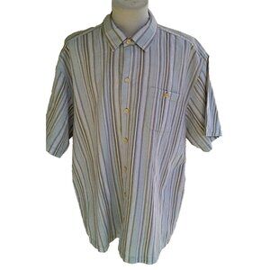 Tommy Bahama Short Sleeve Shirt Mens XL X Green Stripe Linen Blend Beach Wedding